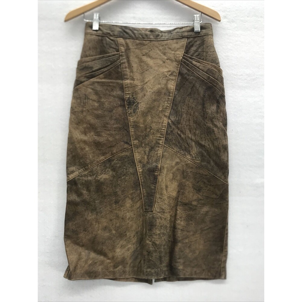 Vintage Leather Skirt Boot Length Brown Y2K Old School Boho